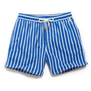 men's summer stripe shorts in blue with white stripes, casual beach wear for summer holidays