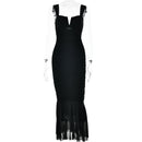 Fashionable Spring Summer Spliced Midi Dress FD9738 front view