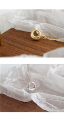 Minimalist Silver Pendant Necklace with Circle Charm front view