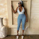 Spring Women's Clothing Slim Fit Sleeveless Cropped Jumpsuit For Woman Sexy Polka Dot Bodycon Milk Silk Fabric Mid Waist