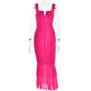 Fashionable Spring Summer Spliced Midi Dress FD9738 front view