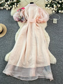 Long Dress Women Dresses A Line Vestidos Y2k Streetwear Print Floral Lantern Sleeve High Waist Elegant Party Night Work 2026