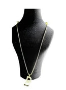 Women’s pendant necklace displayed on a black bust with a 16-inch long chain.
