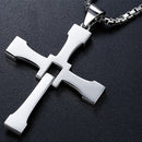 Titanium Steel Necklace for Men with Long Pendant front view