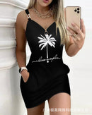 2023 ODS3705 Color Block Mini Dress for Women front view