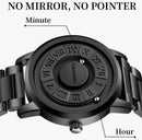 Close-up of FOXBOX Men Watch dial showing unique design with no mirror and no pointer, a mens stylish watch for modern elegance.