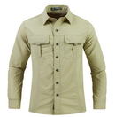 Personalized Ice-proof Shirt Men shown in light khaki color with two chest pockets and long sleeves.