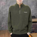 Men's fleece hoodie jacket in olive green with half zipper and stand collar, perfect for casual wear.