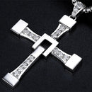 Titanium Steel Necklace for Men with Long Pendant front view