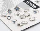 Vintage Diamond-Embellished Crown Gemstone Ring Set front view