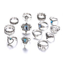 Vintage Diamond-Embellished Crown Gemstone Ring Set front view