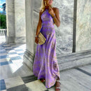 Womens Halterneck Print Midi Dress