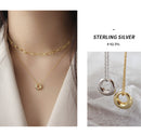 Minimalist Silver Pendant Necklace with Circle Charm front view