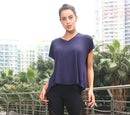 Summer V-Neck Sports T-Shirt with Open Back for Women