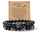 8mm Black Obsidian Onyx Hematite Lava Volcanic Stone Bracelet Leopard Head Bracelet Mens Crystal Beaded Bracelets Black Bead Bracelet Spiritual Protection Bracelet for Men
