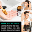 How to use Batana Oil for healthier hair: patch test, massage, and leave in or wash out after 30 mins.