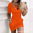 2023 ODS3705 Color Block Mini Dress for Women front view