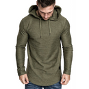 Men's slim-fit hooded sweater in olive green, featuring a modern design and comfortable fit perfect for casual wear.