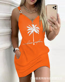 2023 ODS3705 Color Block Mini Dress for Women front view