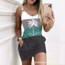 2023 ODS3705 Color Block Mini Dress for Women front view