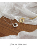 Minimalist Silver Pendant Necklace with Circle Charm front view