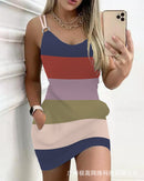 2023 ODS3705 Color Block Mini Dress for Women front view