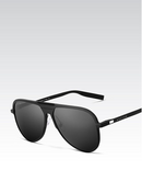 Polarized sunglasses for men with a sleek black frame and dark lenses, providing UV protection and stylish look.