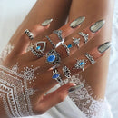 Vintage Diamond-Embellished Crown Gemstone Ring Set front view