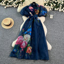 Long Dress Women Dresses A Line Vestidos Y2k Streetwear Print Floral Lantern Sleeve High Waist Elegant Party Night Work 2026