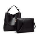 Women's tote crossbody bag set, a stylish black handbag and a matching crossbody bag, perfect for versatile use.