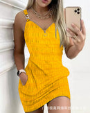 2023 ODS3705 Color Block Mini Dress for Women front view