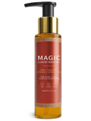 Magic body oil benefits for firming, tightening, and hydrating skin in a luxurious amber bottle.