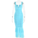 Fashionable Spring Summer Spliced Midi Dress FD9738 front view