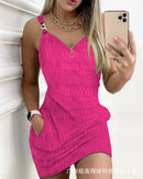 2023 ODS3705 Color Block Mini Dress for Women front view