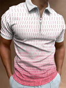 Shirts Men Tops Polo Shirt Short Sleeve Turn Down Collar Zipper Casual Simple Regular Top Splice Print Slim Fit Autumn 2024