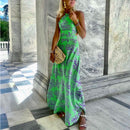 Womens Halterneck Print Midi Dress