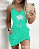 2023 ODS3705 Color Block Mini Dress for Women front view