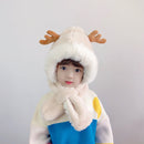 Thick children's scarves and hats featuring a cute deer design for kids in winter, perfect for warmth and style.