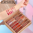 12 pcs Moisturizing Velvet Matte Lipstick Gift Box featuring a variety of shades and glossy finishes.