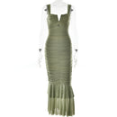 Fashionable Spring Summer Spliced Midi Dress FD9738 front view