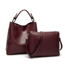 Women's tote crossbody bag set in burgundy with stylish design and versatile functionality.
