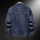 Loose fit youth denim jacket autumn winter with multi-pocket design suitable for outdoor style and casual workwear.