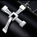 Titanium Steel Necklace for Men with Long Pendant front view