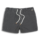 Men's summer stripe shorts featuring a classic black and white striped design, perfect for casual beach outings.