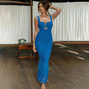 Fashionable Spring Summer Spliced Midi Dress FD9738 front view