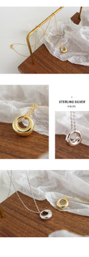 Minimalist Silver Pendant Necklace with Circle Charm front view