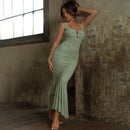 Fashionable Spring Summer Spliced Midi Dress FD9738 front view