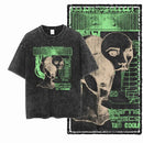 Cool Print t-shirt For Men Streetwear Washed Distressed Men Black Tshirt Big Size Cotton Vintage Graphic Tee Shirt For Men G15