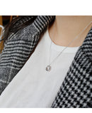 Minimalist Silver Pendant Necklace with Circle Charm front view