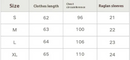 Size chart for women's stand collar shirt showing clothes length, chest circumference, and raglan sleeve measurements.